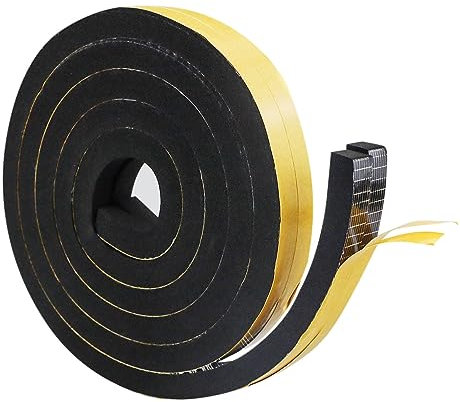 Nastro sigillante autoadesivo in gommapiuma, 12 mm (L) x 12 mm (D), gomma espansa autoadesiva per porte finestre, guarnizione porta, resistente alle intemperie, anti-collisione, isolamento acustico,