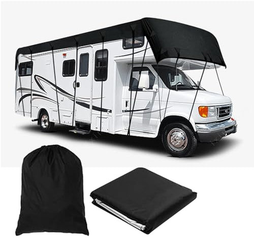 JOJOCY Cubierta protectora de techo para caravana, tela Oxford 210D, protección de techo para autocaravana, color negro (7,5 x 3 m)
