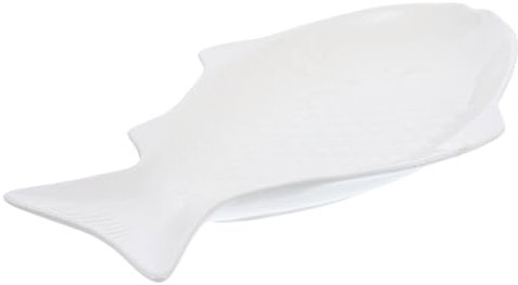 HEMOTON Assiette à Poisson En Céramique Assiettes En Porcelaine Plats De Service En Céramique Apéritive Plat De Bonbons De Fête Pizza De Poisson Cuit à La Vapeur Blanche