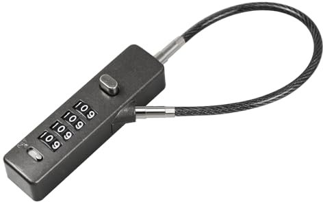 RESET-028 Kombinations-Kabelschloss - Vielseitige 30/60/120 cm (12/24/48) Größen, 4-stelliger Code, Stahlseil für Fahrräder, Schränke, Spinde - Sicher, Schwarz