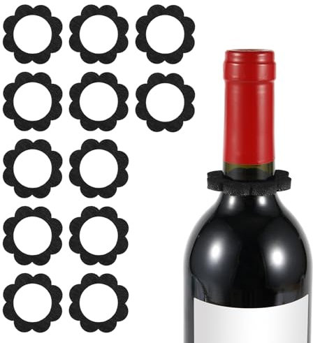 12pcs Felt Wine Drip Ring, Wine Drip Catcher Collar Disposable Flower Shaped No Spill Wine Bottle Drip Stopper Leak Stopper Accessories Gadgets Wine Drip Stop Ring Guard Gift for Bar Kitchen Party