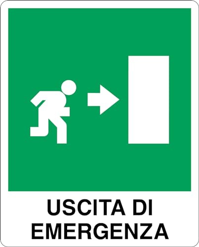 GLOBAL CARTELLO SEGNALETICO - USCITA DI EMERGENZA A DESTRA - Adesivo Resistente, Pannello in Forex, Pannello In Alluminio (10x15 cm, Alluminio)