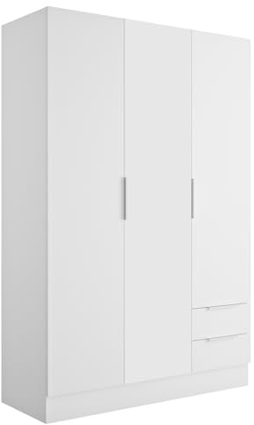 Composad | Armadio della Linea ESPRESSO con 3 Ante e 2 Cassetti, Armadio Contenitore, Salvaspazio, per Camera da letto, Lavanderia, (LxAxP) 119,3x184,4x46,3 cm, Colore Bianco, Made in Italy