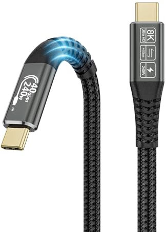 CAKOBLE usb 4 kabel 1m, mit thunderbolt 4 kabel,Kompatibel mit thunderbolt 3 kabel Unterstützt 8K HD Display, 40 Gbit/s Datentransfer, 240W USB-C auf USB-C Ladekabel,Laptops, Hub, Docking-Station