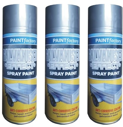 SDMAX Galvanised Effect Spray Paint, Corrosive Resistant Coating, Galvanised Finish, Repair and Protect Metal, Fast Drying Spray, Interior Exterior Use, 400ml (3 Pcs)