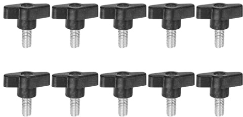 sourcing map Lot de 10 boutons à ailettes M8 x 16 mm Filetage mâle en T en plastique Vis moletées Vis moletées Noir