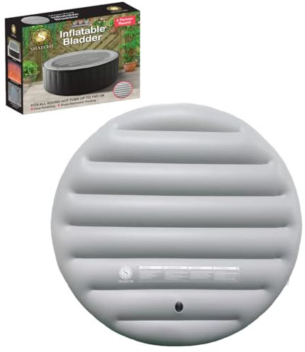 Energy Saving Spa Cover Inflatable Lid Protective Rain Overflow Heat Insulator Technology Round Bladder Fits All 4 Person Round Hot Tubs Up to 140cm, Grey