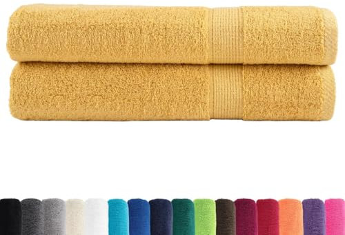 vidaXL Toallas de Sauna 2 uds 100% algodón Amarillo 80x200 cm 600 gsm, Toalla, Toalla súper Suave, Toalla Sauna Desnuda, Toalla con Lazo para Colgar