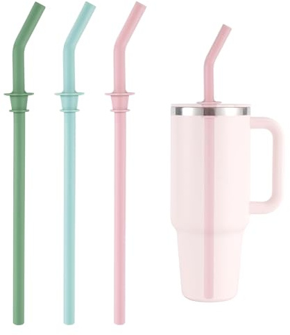 3pz Cannucce di Ricambio per Hydro Flask Travel Tumbler da 40oz, Senza BPA Cannucce Riutilizzabili in Silicone per Hydro Flask Borraccia Accessori (Blu, Rosa e Verde)