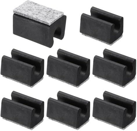 PATIKIL 10mm Copertura Piedini Sedia Rettangolare con Cuscinetto 8pz Nero | con Cuscinetto Feltro, Scorrono senza Graffi, Piedini Mobili Protezioni Legno Duro Cappucci Tubi per Pavimenti Legno Ufficio