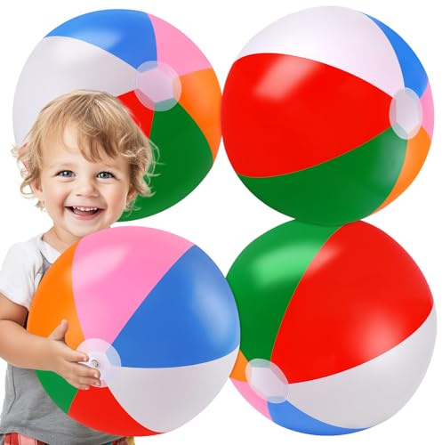 TPCHOIE Beach Balls Bulk,4 Packs 20 BeachBalls Toddler Pool Toys Set,Beach Ball Party Favors,Beach Balls for Kids&Adults,Inflatable Yard Ball,Pool Party Decorations