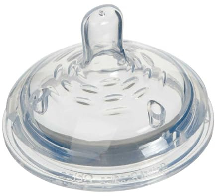 Vital Baby Nurture Medium Flow 3m+ Breast-Like Feeding Teats, Triple Anti-Colic Valves, Flexible & Wide Neck, Natural Bottle & Breastfeeding Transition, BPA-Free, 6 Pack