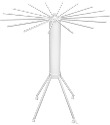 ZOES HOMEWARE Tripod Modern Clothes Drying Rack, 16 Rods Foldable Drying Rack Clothing for Laundry, 4 Leg with Wheels Collapsible Portable Dryers for Indoor &Outdoor, White & Sliver