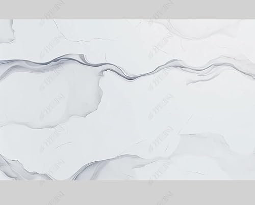 MZOwallpaper Papier Peint Intissé Marbrage Blanc Poster Tableaux Muraux Tapisserie Photo Trompe L'Oeil Salon Chambre Art Mural 400Cm(L) X280Cm(H)