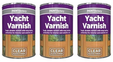 MIXEL Yacht Varnish Clear Gloss Tin Paint, Quick Drying Formula, UV Protection, DIY Enthusiasts, Ideal for Boats, Yachts, Decks, Perfect for Interior & Exterior Use, 300ml, (3 Pcs)