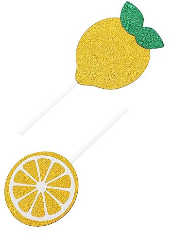 Lemonade Stand Glitter Cake Topper Yellow Paper 24pcs Birthday