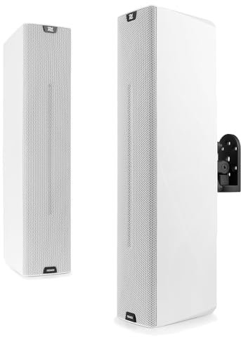 Power Dynamics PD PDCS403A Wall Mounted Active Column Speaker System, White, 260W - Compact Powered PA Speakers for Public Address Systems, Commercial Wall Mount Installation