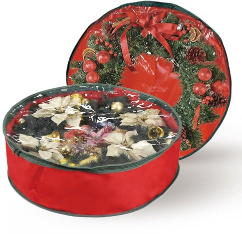 2er-Set Weihnachtskranz-Aufbewahrungstaschen, Große 72x20cm Organizer für Weihnachtskränze, Girlanden & Dekorationen