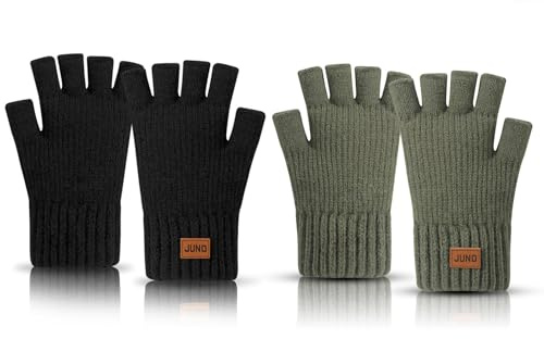 VEGCOO 2 Paar Winter Handschuhe Fingerlos Handschuhe Gestrickte warme Handschuhe für Herren und Damen Kälte Schutz Handschuh für Outdoor Aktivitäten Laufen Radfahren Fahren