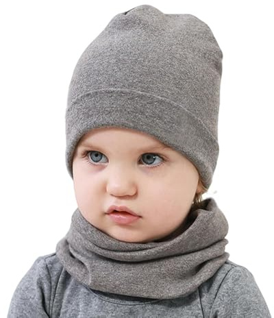 Yemlarey Kindermütze Schal Set Baumwolle Babymütze Mädchen Jungen Haube Warm Beanie Loop Schal Herbst Winter