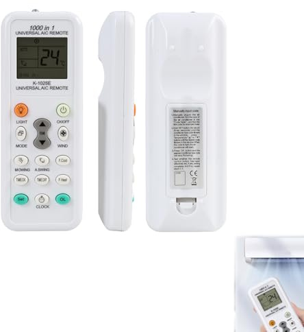Mando a Distancia K-1028E para Aire Acondicionado Compatible con Más de 1000 Marcas como LG, Gree, Midea, Toshiba, Haier, Daikin, Hitachi, Samsung, Fujitsu y Whirlpool Control Remoto Digital LCD