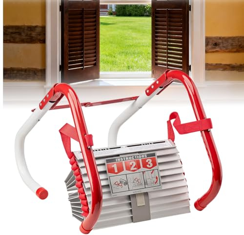 ZHDANB Escalera de Escape de Incendios portátil 3/4piso Extensible hasta 7,5/10M Escalera de Cuerda Escalera de Escape Plegable portátil para alféizares de la mayoría de Las Ventanas 10M/32.8FT