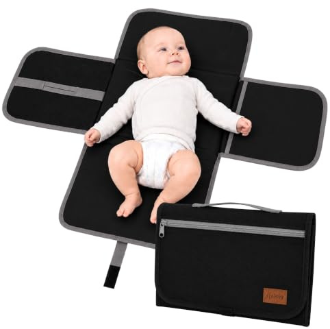 AWASG Wickelunterlage Unterwegs Baby, Wickelauflage mit Fächern Feuchttücher Windeln, Wickelmatte faltbar Reisen