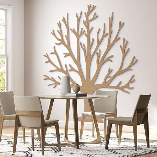 K&L Wall Art Wanddeko Holz XXL Baum des Lebens | DIY Holzdeko für Wohnzimmer, Kinderzimmer, Schlafzimmer | 19-tlg. (MDF (mitteldichte Faserplatte), natur, 220x220 cm)