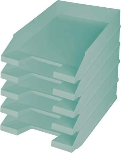 Helit H2661628 - Briefablage the green staff, DIN A4-C4, 5 Stück, pink, Ablagefächer stapelbar aus recyceltem Kunststoff (10x Türkis)