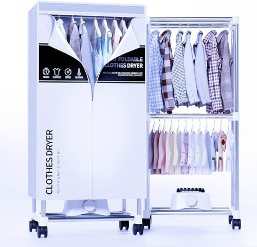 Kiseely Clothes Dryer, Portable Drying Machine with Timer, 60inch Laundry Drying Wardrobe with Large Capacity, Electric Dryer/Rack for Home | Appartments (Grey FN8)