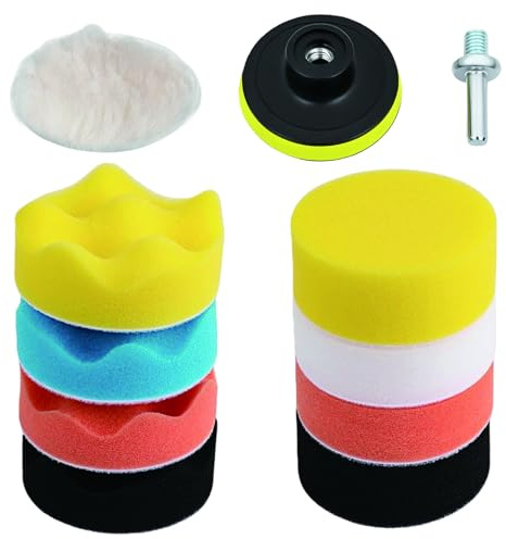 11tlg Polieraufsatz Akkuschrauber Set, 80mm Polierschwämme & Pads | Universal Polieraufsatz für Winkelschleifer, Bohrmaschine & Exzenter Poliermaschine – zum Polieren, Schleifen & Wachsen