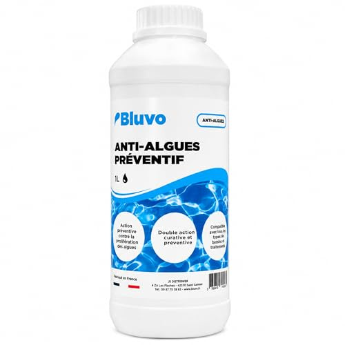 Algicide Anti-Algues Préventif Piscine 1L & 5L | Anti Eau Verte & Eaux Troubles | Traitement Anti-Algue Piscine et Spa | Action Préventive Longue Durée (1L)