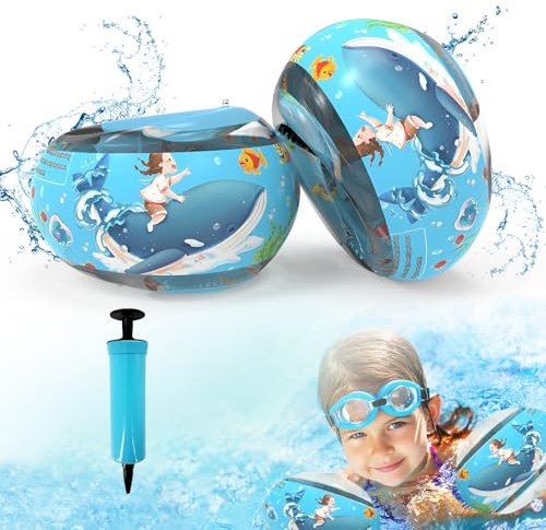 Manguitos Piscina para Niños 1-6 Años, Manguitos Inflables con 3 Airbags Independientes para Aprender a Nadar, Apto para Niños de 11 a 30 kg, Ideal para Piscina y Actividades Acuáticas (Azul)