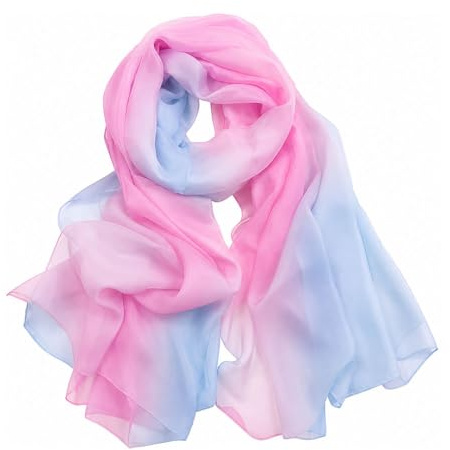 HMCEY Bufanda Chal Mujer,Chal Elegante para Boda, Bufanda de Verano Degradado,Echarpe de Ceremonia,Capa Vestido Invitada,Pañuelo de Cuello Coloridos para Fiestas de Noche, Viajes - RosaAzul