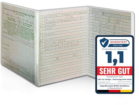 Fahrzeugschein Hülle für KFZ Schein Hülle Schutzhülle 3-teilig faltbar - Zulassungsschein Hülle Mappe Etui Schutzfolie aus PVC für Auto Motorrad Anhänger transparent, reißfest - L&P A250 1 Stück