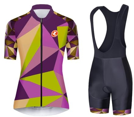 UGLY FROG Fahrradbekleidung Set Kurzarmtrikot Hose Atmungsaktiv Schnell Trocken Damen Kurzarm Radfahren Jersey Set Mountain Biking Anzug Kleidung Kompression Hosen