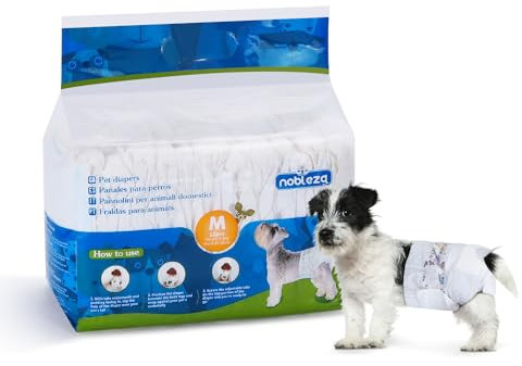 Nobleza Hund Windeln Einweg Weiblich Welpen Training Windeln Super Absorbent Pet Wraps 12 Pack, Größe M