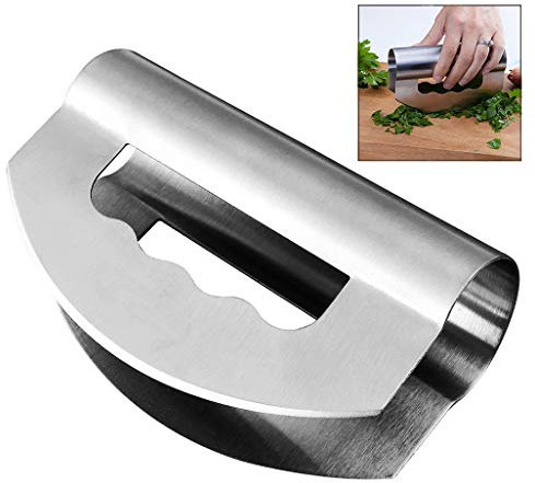 iwobi Coltello Mezzaluna,Mezzelune da Insalata in Acciaio Inox Tritatutto per Insalata,Doppia Lama