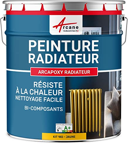 ARCANE INDUSTRIES Peinture Radiateur Chauffage 1 kg Jaune Signalisation | S'Applique Facilement sur Radiateur, Résiste à la Chaleur, Fonte, Acier, Alu, Cuivre, Zinc, Galva - Arcane Industries