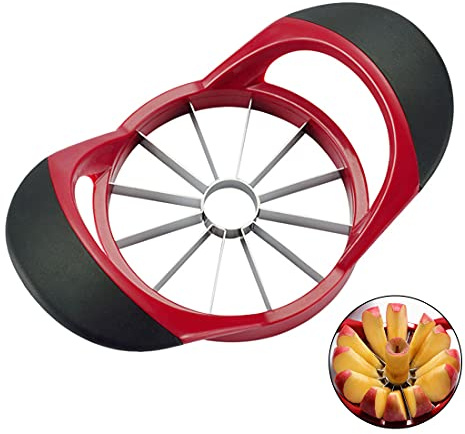 sinogoods Apfelschneider Edelstahl, Apfelteiler Apfelkernausstecher Apfelausstecher, Obstschneider ideal für Äpfel und Birnen, 12Klingen