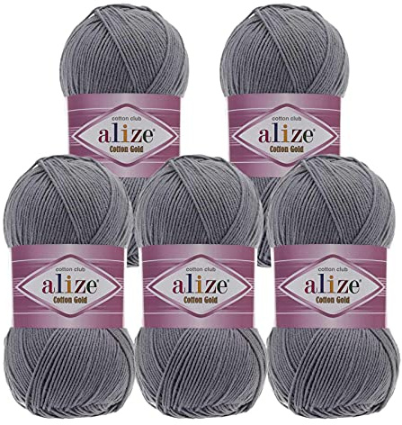 5 x 100g Strickgarn Alize Cotton Gold Uni Klassikgarn Häkelgarn Strick-Wolle Farbwahl