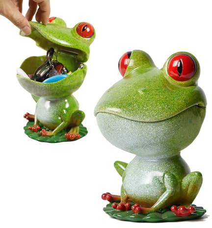 NENBOLEC Plato de Caramelos Dulces Tarro de Galletas Rana Figura Decorativa Modern Escultura Arte Animal Regalo Interior Estatua Resina 20cm