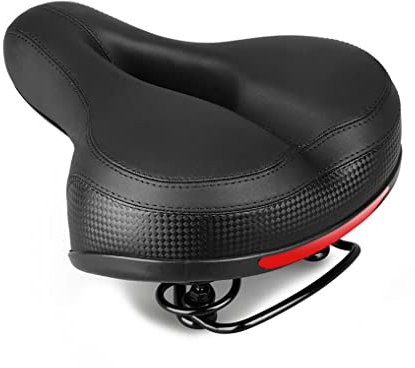 SMSOM Komfortables Fahrradsitzkissen - Fahrradsitz for Männer Frauen, wasserdichtes breites Fahrradsattel fit for stationäre/Training/innen/Berg/rennradfahrräder (Color : Black)