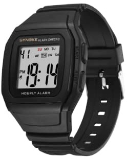 Omana Orologio sportivo digitale da uomo, numeri grandi, antiurto con display grande, militare, timer/allarme/retroilluminazione, Nero , cinturino