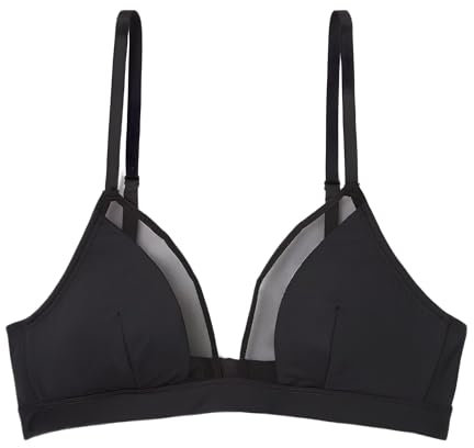 Athena Damen Soutien-Gorge Femme Tulle-Triangle Sans Armatures-Microfibre Ultra Douce, Respirante et Extensible-Style Graphique BH, Halbtransparent, Schwarz, XL