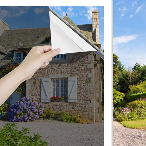Ohmywor One Way Privacy Window Film, Heat Control, 15.7x78.7, Silver