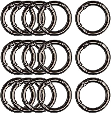 XCSJ 15pcs 40mm Runde Karabiner Schwarz Sehr Robust Zinklegierung Runde Karabiner Karabiner Ring Karabiner Rund Karabinerhaken Rund Für Schlüsselanhänger Tasche Schmuck DIY Handwerk Machen (