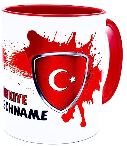 Türkei Tasse mit Namen personalisiert Wappen Flagge türk türkische fahne | Tükiye, türkische Produkte, Spruch, Geschenk für Türken Mann Frau flagge türkei türkei flagge tassen mit namen personalisiert