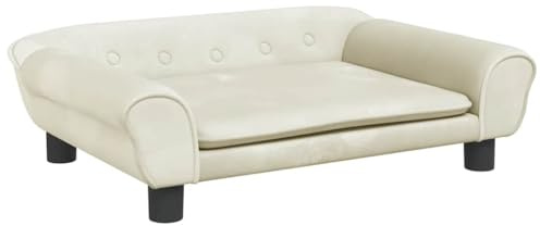 vidaXL Hundebett, Hundekissen mit weicher Polsterung, Hundesofa Hundecouch für kleine Hunde Haustiere, Haustierbett Katzenbett, Creme Samt