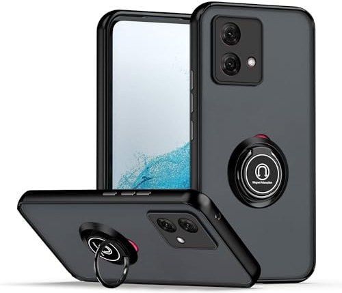 XINYEXIN Funda para Motorola Moto G84, Funda con Soporte de Anillo, TPU + PC Translúcido Anti- Arañazos Carcasa Protectora Antigolpes Case Cover - Negro